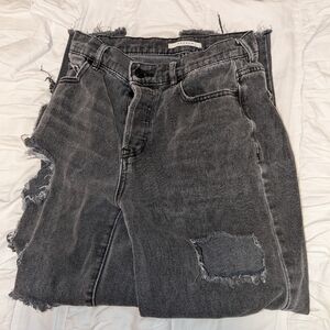 Women's Size 25 Pacsun Black  High Rise Straight Ripped Jeans